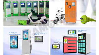 IoTアプリケーションで使用されるAmongoの産業用ディスプレイ (パーセルロッカー、EVバッテリー交換ステーション)